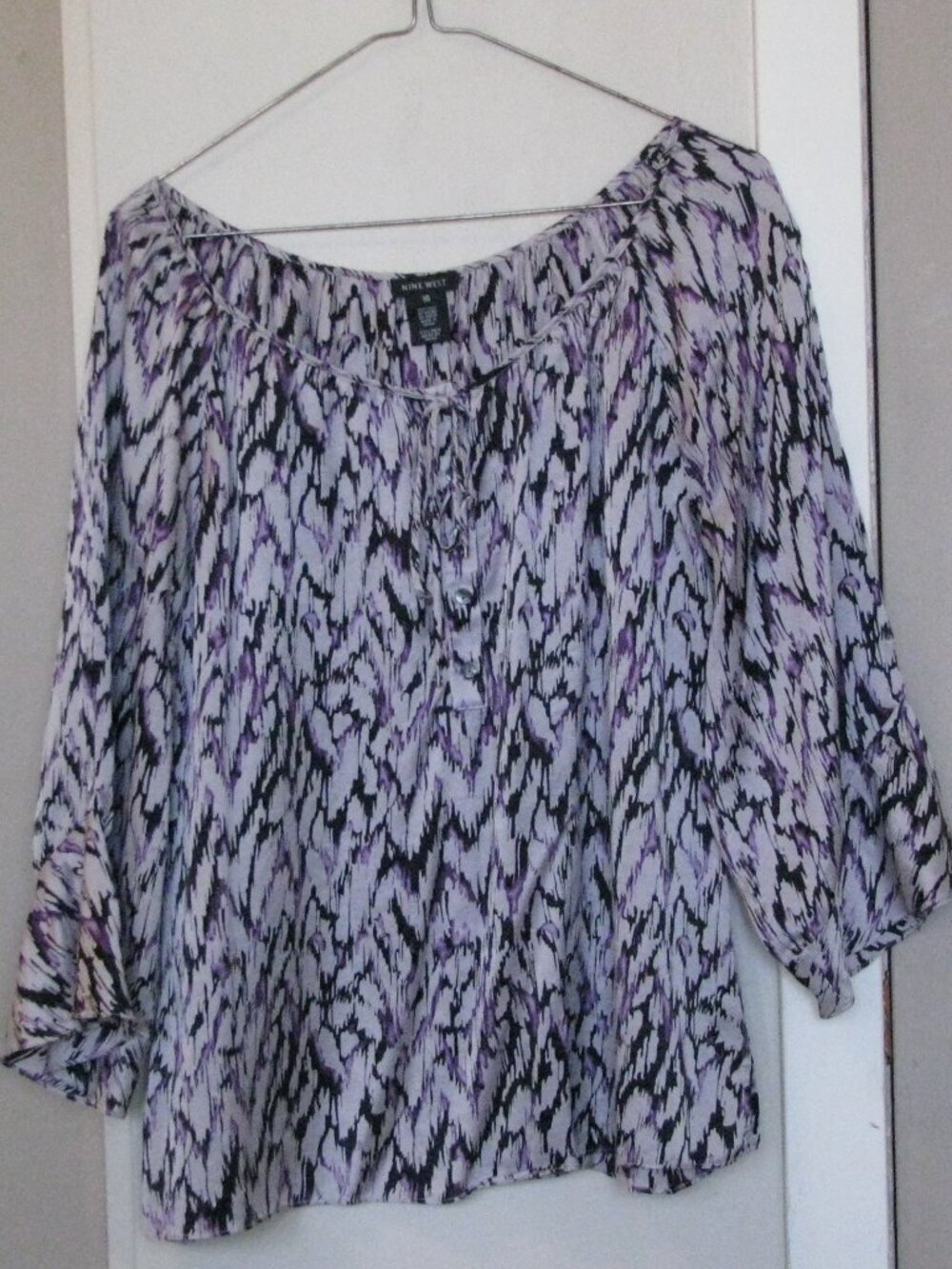 Nine West Pure Silk Blouse in Purple and Black
